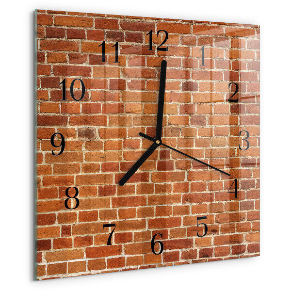 Vierkante glazen wandklok Bakstenen muur
