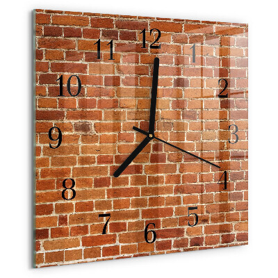 Vierkante glazen wandklok Bakstenen muur
