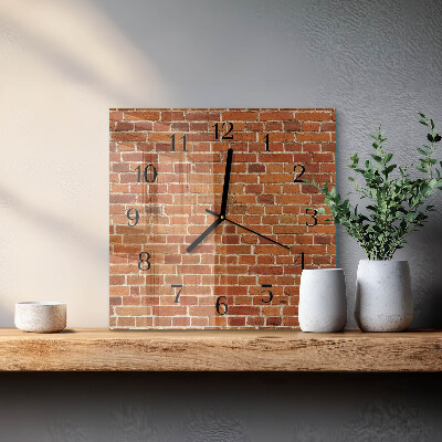 Vierkante glazen wandklok Bakstenen muur
