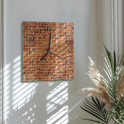 Vierkante glazen wandklok Bakstenen muur