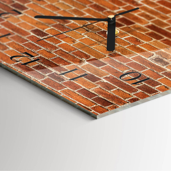 Vierkante glazen wandklok Bakstenen muur