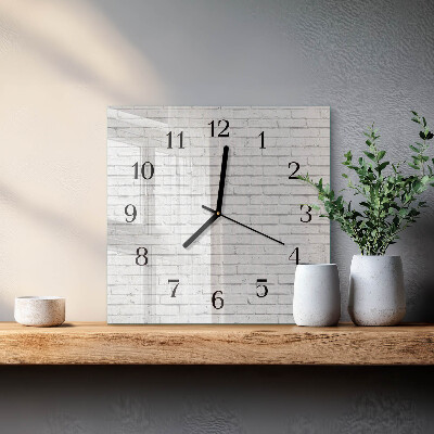 Vierkante glazen wandklok Bakstenen muur