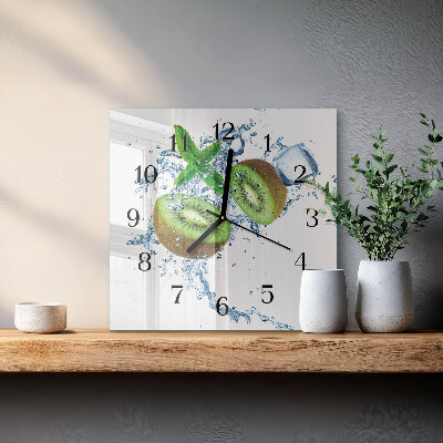 Vierkante glazen wandklok Kiwi