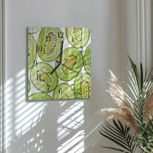 Vierkante glazen wandklok Kiwi