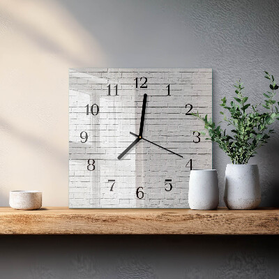Vierkante glazen wandklok Bakstenen muur