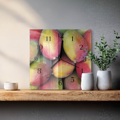 Vierkante glazen wandklok Fruit