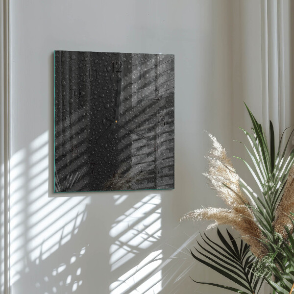 Vierkante glazen wandklok Waterdruppels