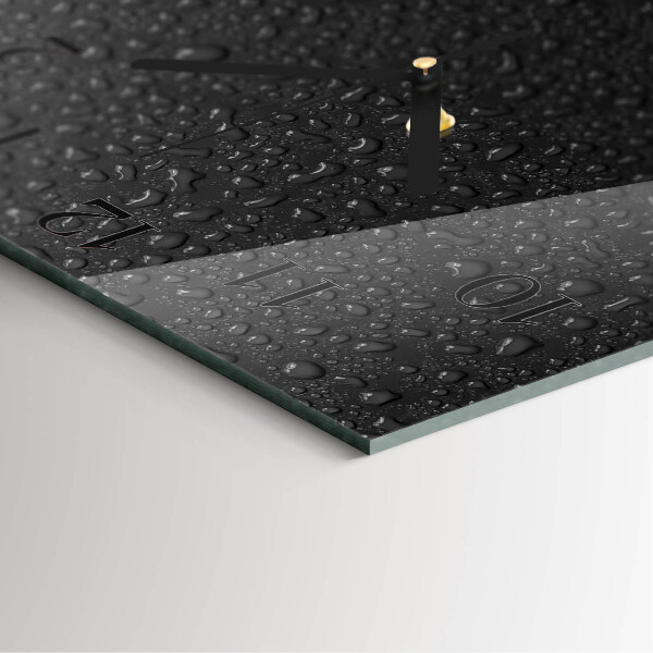 Vierkante glazen wandklok Waterdruppels
