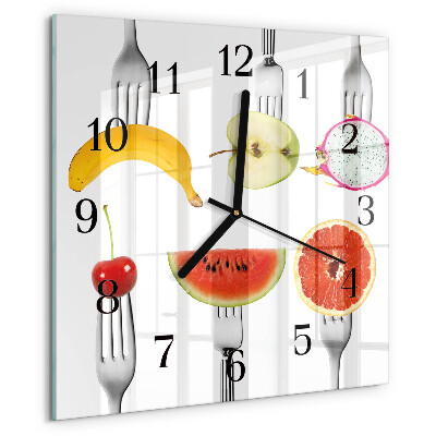 Vierkante glazen wandklok Fruit
