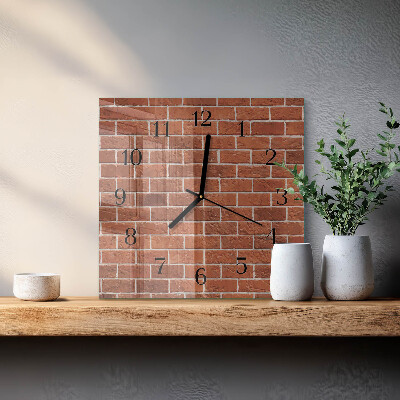 Vierkante glazen wandklok Bakstenen muur