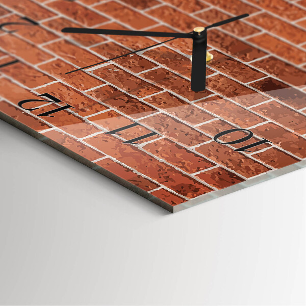 Vierkante glazen wandklok Bakstenen muur