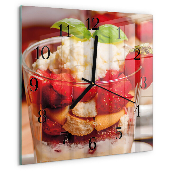 Vierkante glazen wandklok Fruit
