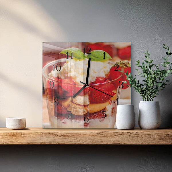 Vierkante glazen wandklok Fruit