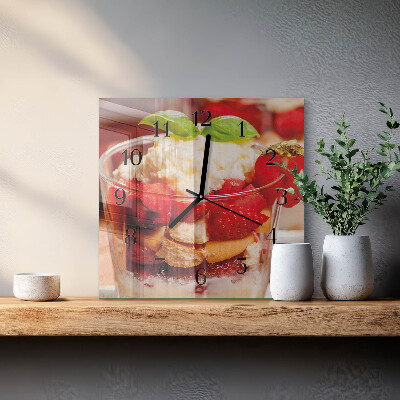 Vierkante glazen wandklok Fruit