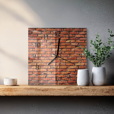 Vierkante glazen wandklok Bakstenen muur