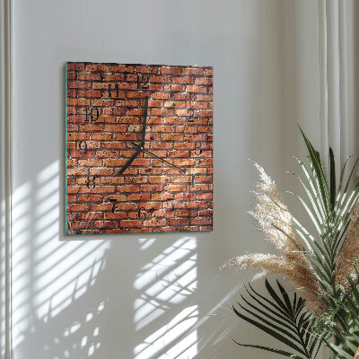 Vierkante glazen wandklok Bakstenen muur