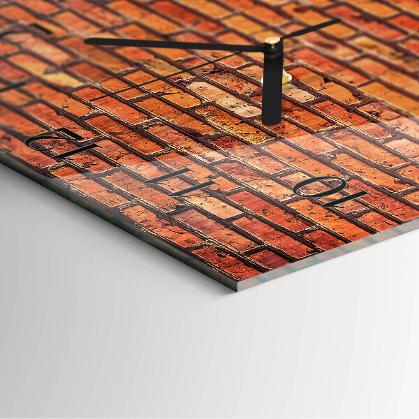 Vierkante glazen wandklok Bakstenen muur