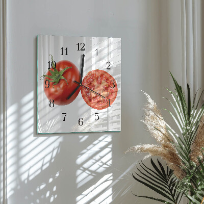 Vierkante glazen wandklok Tomaten