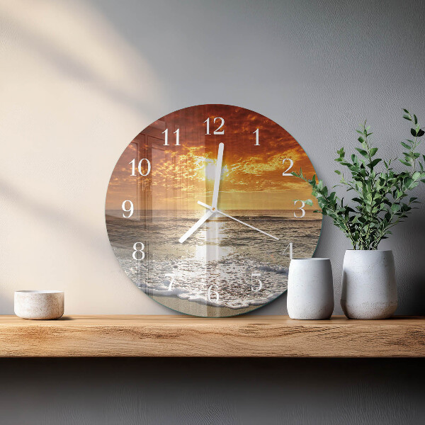 Ronde glazen klok Strand Zee