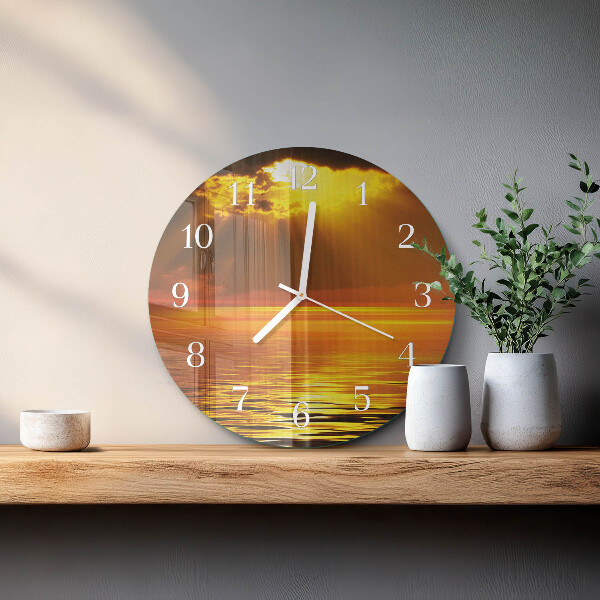 Ronde glazen klok Zonsondergang