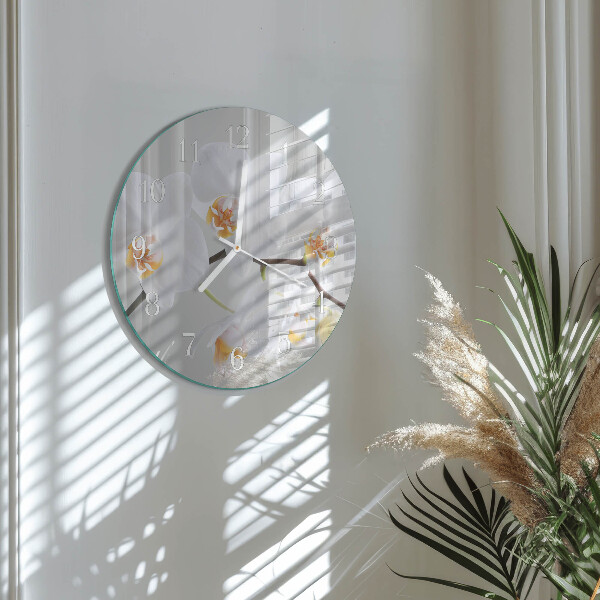 Ronde glazen klok Orchidee