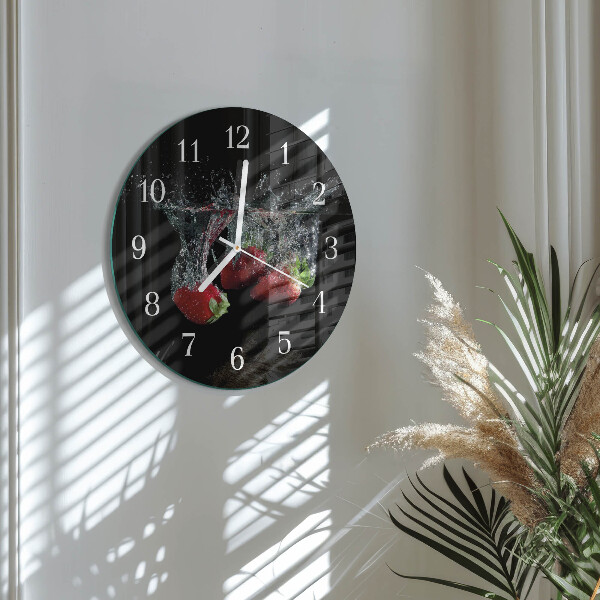 Ronde glazen klok Aardbeien