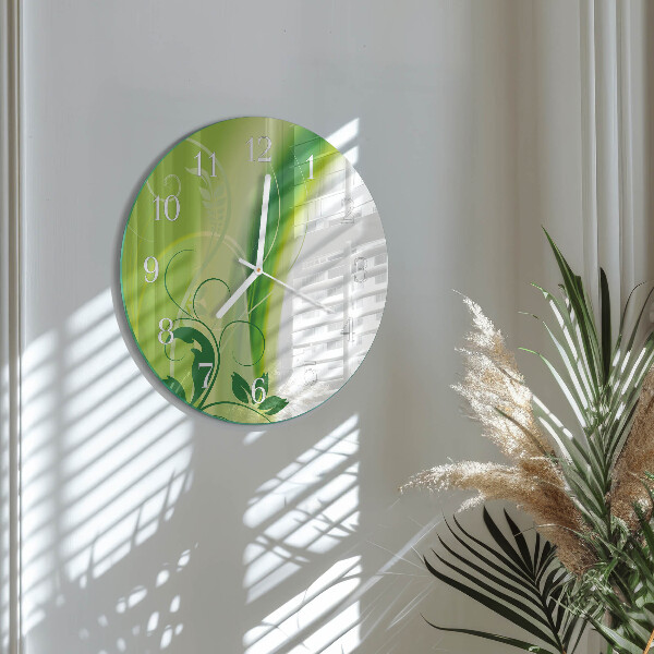 Ronde glazen klok Bloemenpatroon