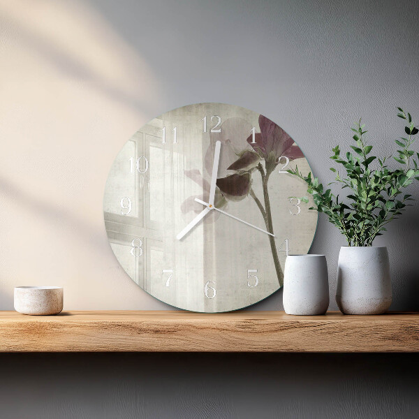 Ronde glazen klok Vintage bloem