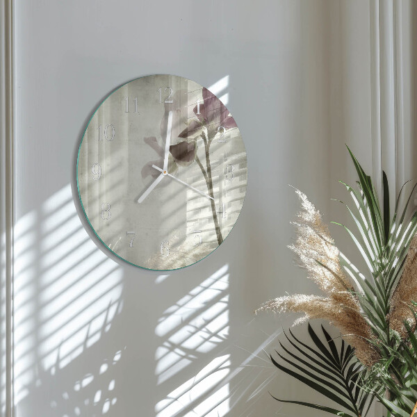 Ronde glazen klok Vintage bloem