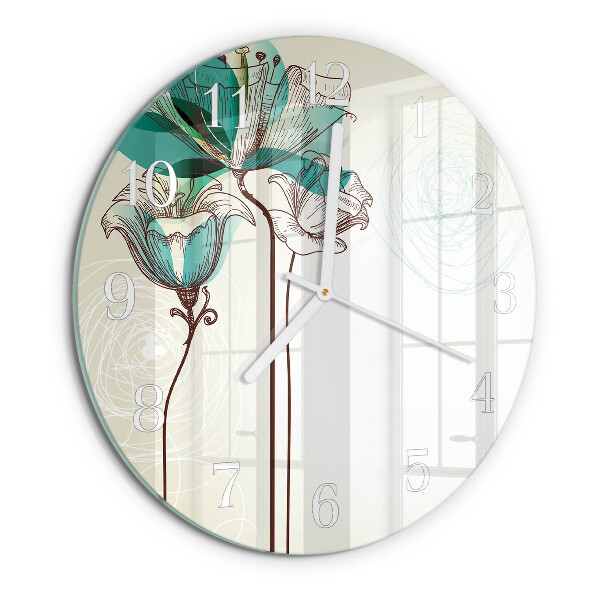 Ronde glazen klok Vintage bloemen