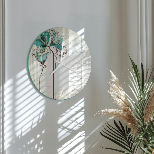 Ronde glazen klok Vintage bloemen