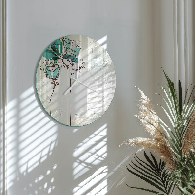 Ronde glazen klok Vintage bloemen