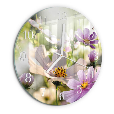 Ronde glazen klok Cosmosbloemen