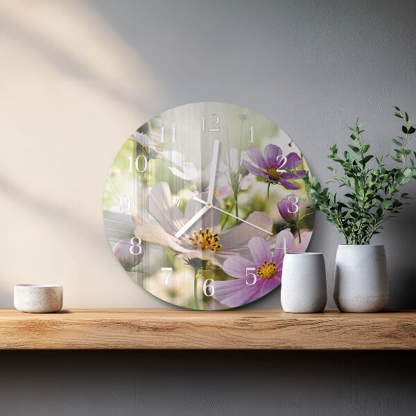 Ronde glazen klok Cosmosbloemen