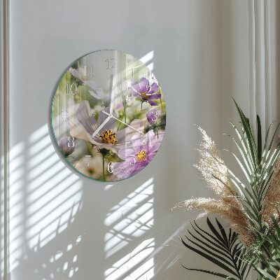 Ronde glazen klok Cosmosbloemen