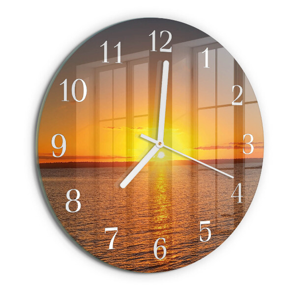 Ronde glazen klok Zonsondergang