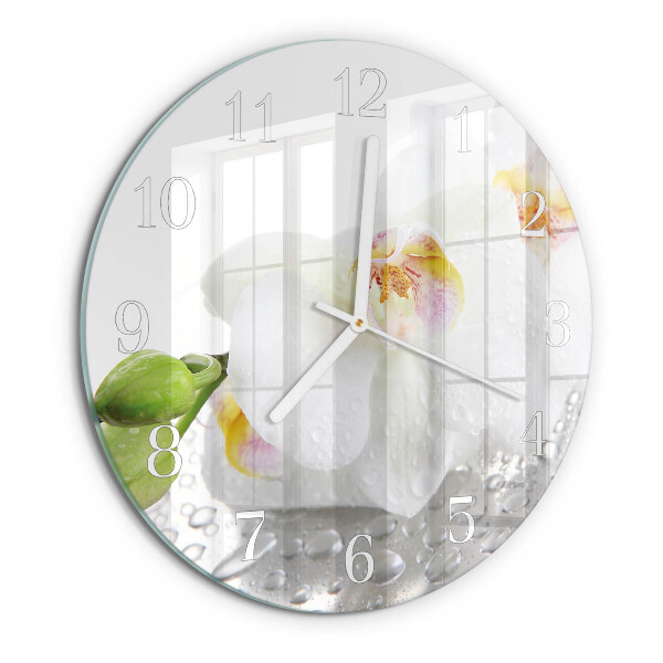 Ronde glazen klok Orchidee