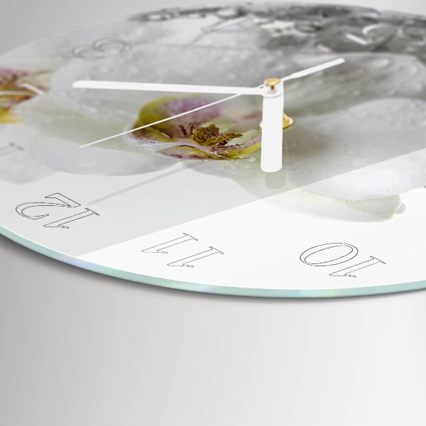 Ronde glazen klok Orchidee