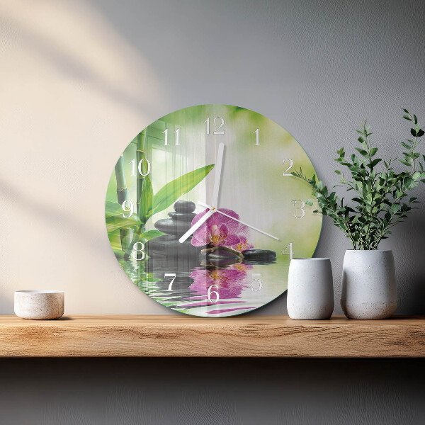 Ronde glazen klok Spa Orchid