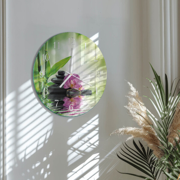 Ronde glazen klok Spa Orchid