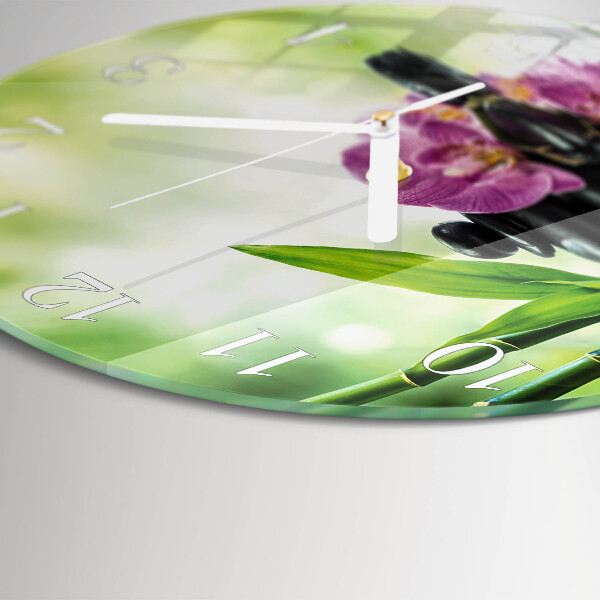 Ronde glazen klok Spa Orchid