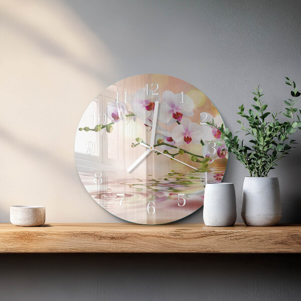Ronde glazen klok Orchidee