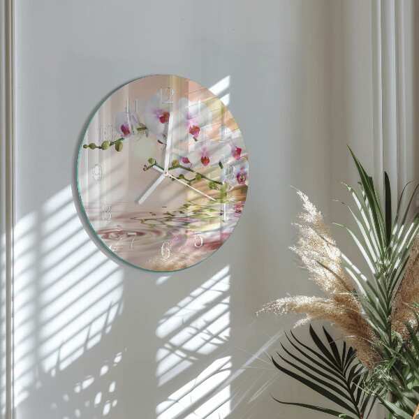 Ronde glazen klok Orchidee