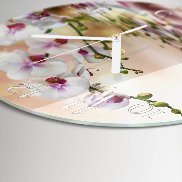 Ronde glazen klok Orchidee