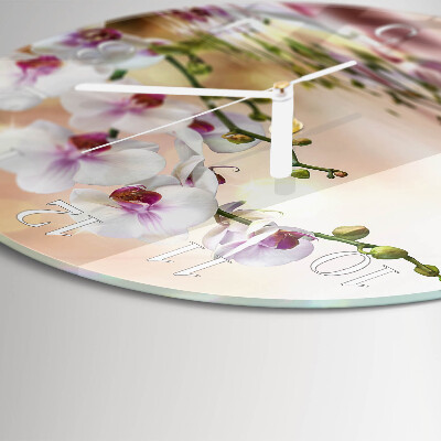 Ronde glazen klok Orchidee