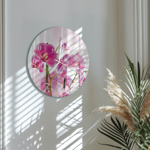 Ronde glazen klok Orchidee