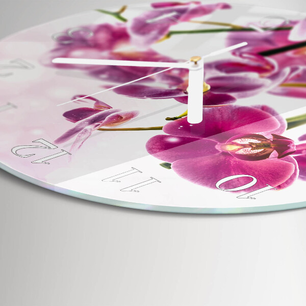 Ronde glazen klok Orchidee