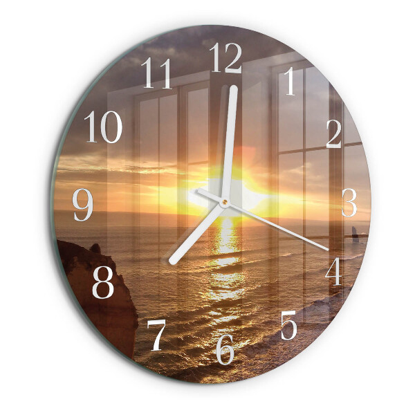 Ronde glazen klok Zonsondergang