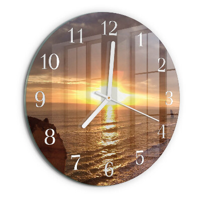 Ronde glazen klok Zonsondergang