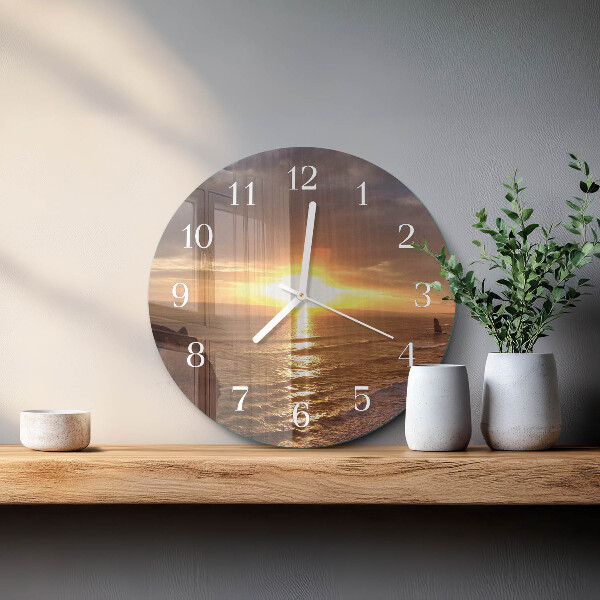 Ronde glazen klok Zonsondergang